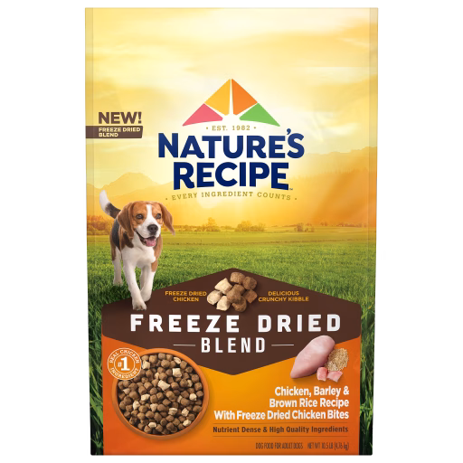 Nature's Recipe Freeze Dried Blend Chicken Barley Brown Rice Dry Dog Food 10.5 pound bag