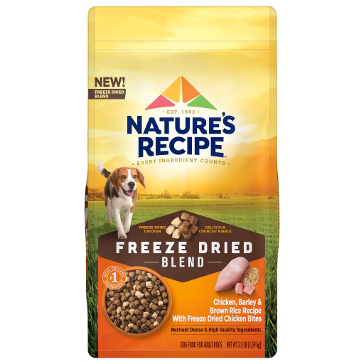 Nature's Recipe Freeze Dried Blend Chicken Barley Brown Rice Dry Dog Food 3.5 pound bag